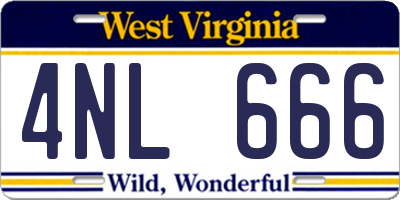 WV license plate 4NL666