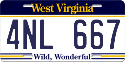 WV license plate 4NL667