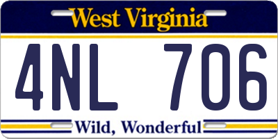 WV license plate 4NL706