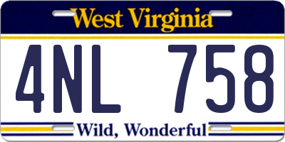 WV license plate 4NL758