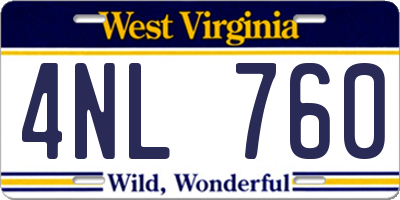 WV license plate 4NL760