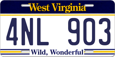 WV license plate 4NL903