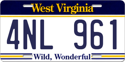 WV license plate 4NL961