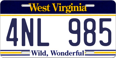 WV license plate 4NL985