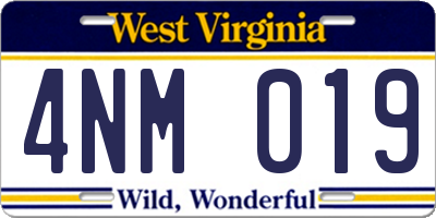 WV license plate 4NM019