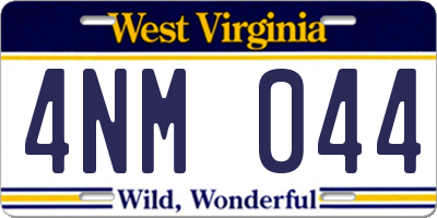 WV license plate 4NM044