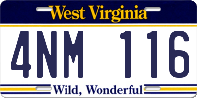 WV license plate 4NM116