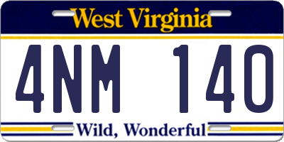 WV license plate 4NM140