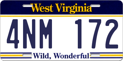 WV license plate 4NM172