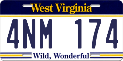 WV license plate 4NM174
