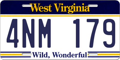 WV license plate 4NM179