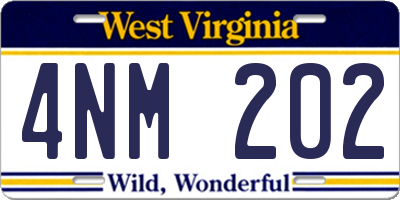 WV license plate 4NM202
