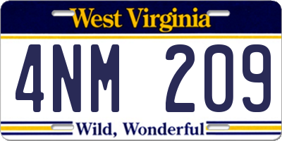 WV license plate 4NM209