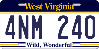 WV license plate 4NM240