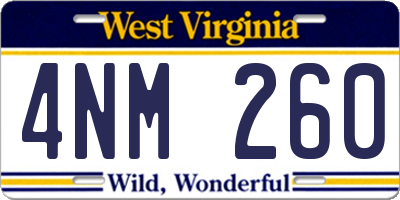 WV license plate 4NM260