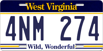 WV license plate 4NM274