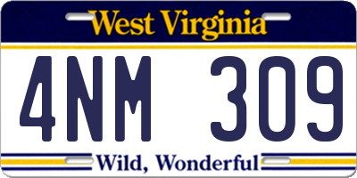 WV license plate 4NM309
