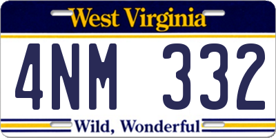 WV license plate 4NM332
