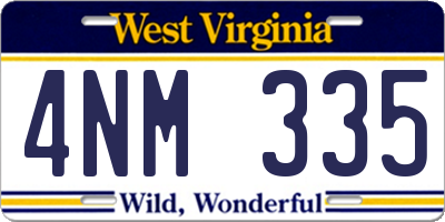 WV license plate 4NM335