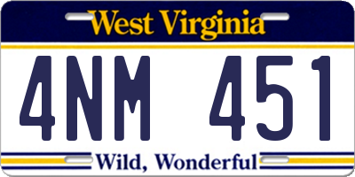 WV license plate 4NM451