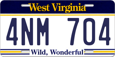 WV license plate 4NM704