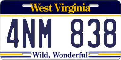 WV license plate 4NM838