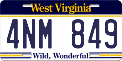 WV license plate 4NM849