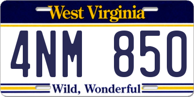 WV license plate 4NM850
