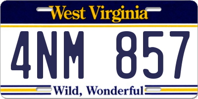WV license plate 4NM857