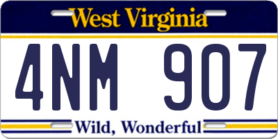 WV license plate 4NM907