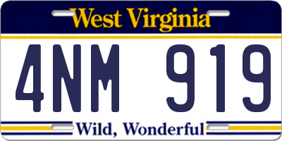 WV license plate 4NM919