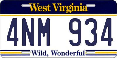 WV license plate 4NM934