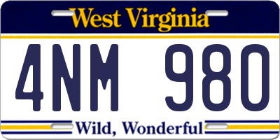 WV license plate 4NM980
