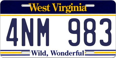 WV license plate 4NM983