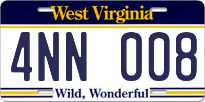WV license plate 4NN008