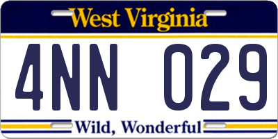 WV license plate 4NN029