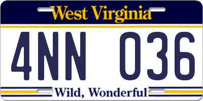 WV license plate 4NN036