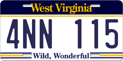 WV license plate 4NN115