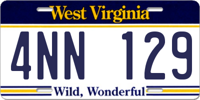 WV license plate 4NN129