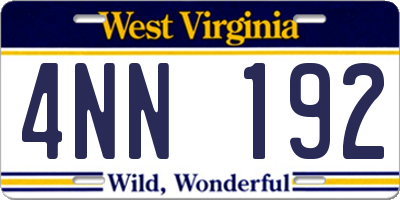 WV license plate 4NN192