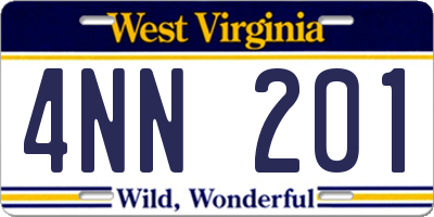 WV license plate 4NN201
