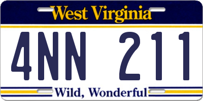 WV license plate 4NN211