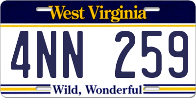 WV license plate 4NN259