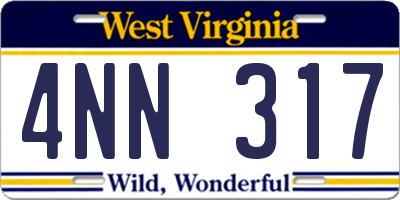 WV license plate 4NN317