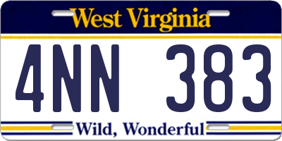 WV license plate 4NN383