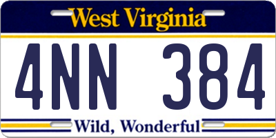 WV license plate 4NN384