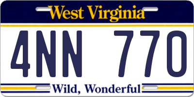 WV license plate 4NN770