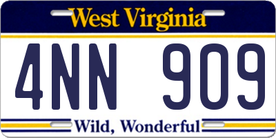 WV license plate 4NN909