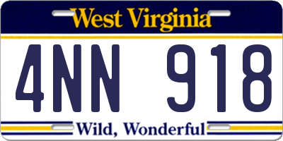WV license plate 4NN918