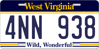 WV license plate 4NN938